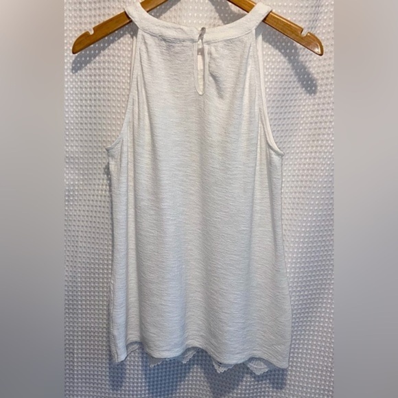 Women’s Anthropologie Adrianna Papell GAUZY CREPE CROCHET HALTER TOP Sz medium - Picture 13 of 15